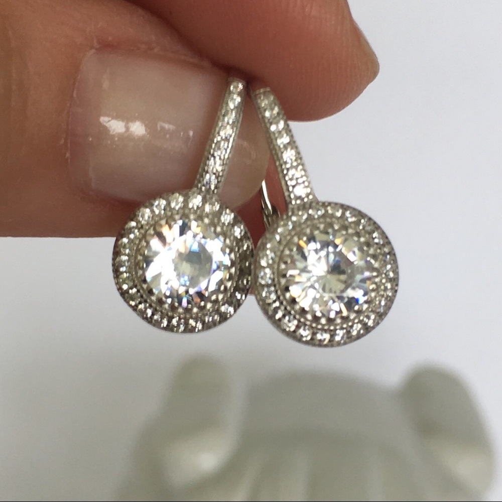 New! Sterling silver & cubic zirconia earrings - Picture 5 of 6